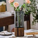 Valuebabad Transparent Glass Vase with Wooden Display Base product photograph 1
